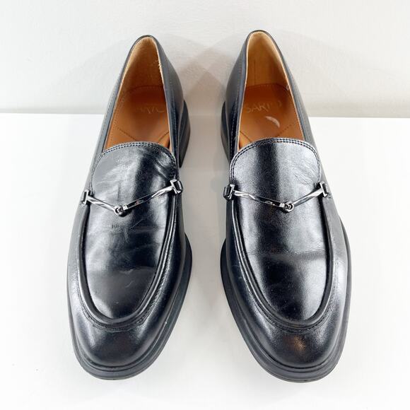 Franco Sarto Eda Leather Classic Slip-On Loafers with Metal Strap Detail Black 9 - Picture 3 of 9